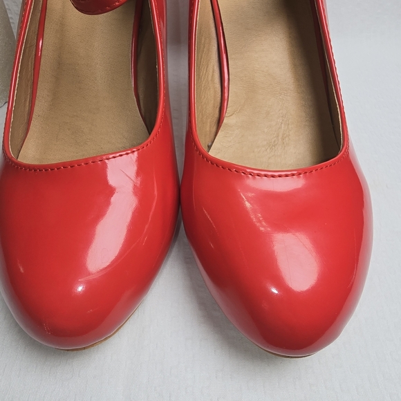 BELLA MARIE HELENA RED MARY JANE HIGH HEELS GLOSSY FINISH WOMENS SIZE 10. - Picture 7 of 11
